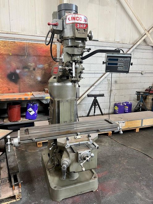 USED LINCOLN 9" X 42" KNEE MILL WITH 2-AXIS READOUT, Stock# 11040, Year: 1994
