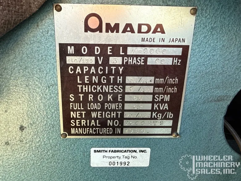 AMADA M-2060 Power Squaring Shear #7777 #1