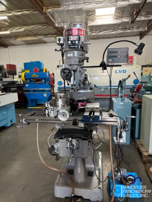 Kent 3VS Variable Speed Milling Machine 9" x 42" DRO, Power Feed, Vise #7690 #1