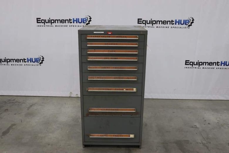 9-Drawer Industrial Storage Cabinet, Stanley Vidmar Style, 30″ W x 27-3/4″ D x 59″ H