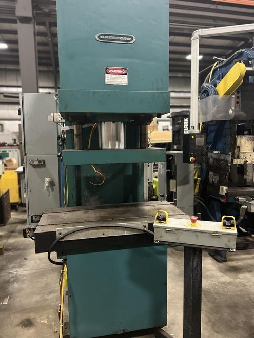110 ton Greenard Hydraulic press, 11.8" str., vary speed, 23 x 43 bed