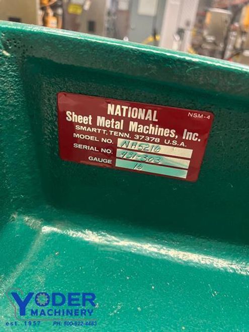 52" X 16 GA NATIONAL MODEL NH5216  HYDRAULIC SQUARING: STOCK #77907