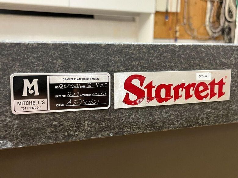 3' X 4' Starrett Granite surface Plate: STOCK #77349