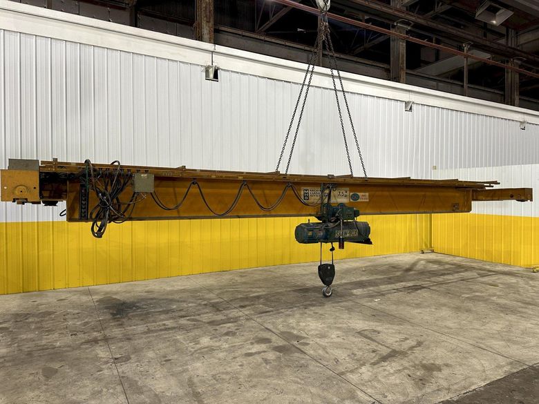 7.5 TON x 27'-4" MOVE HANDLING SYSTEMS SINGLE GIRDER BRIDGE CRANE W/ SHAW-BOX HOIST: STOCK #2101