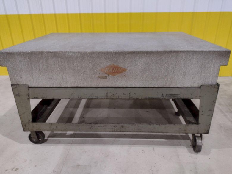 72" X 48" X 12" RAHN GRANITE SURFACE PLATE & TABLE ON CASTERS : STOCK #20060