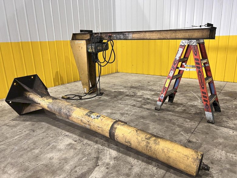 1000 LB (1/2 TON) X 8' X 10' P&H SPECTRUM FREE STANDING JIB CRANE & P&H POWERED HOIST: STOCK #20