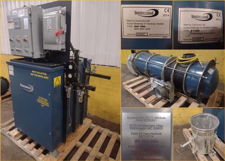 15 HP DUSTCONTROL MODEL #DC-11 & RAF-1600 DUST COLLECTOR SYSTEM: STOCK #17169