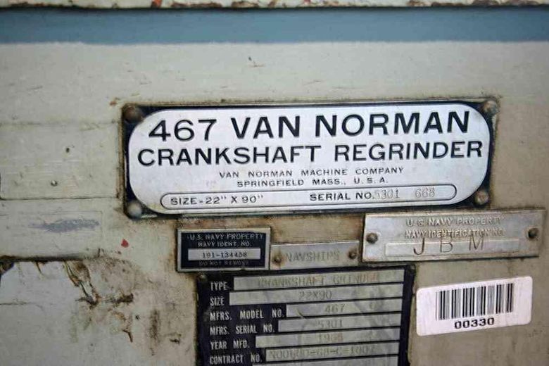 22" X 90" VAN NORMAN CRANK SHAFT GRINDER: STOCK #51717