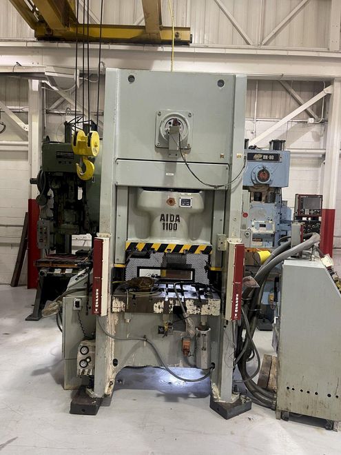 121 ton Aida NS1-1100 Single Point Eccentric Geared Straight Side Mechanical Metal Stamping Pres