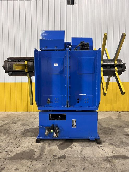 11,000 LB X 24" X 70" DATEC MODEL #UCM-5000W DOUBLE END MOTORIZED COIL REEL UNCOILER: STOCK #186