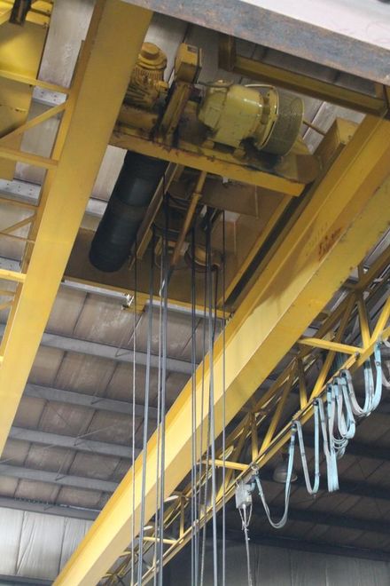 20 TON X 45'10" ZENAR OVERHEAD BRIDGE CRANE WITH POWER ROTATION OF LOWER BLOCK: STOCK #63568