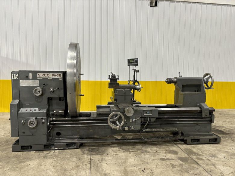 48" / 60" SWING X 84" SIRCO MODEL #PA-36 HEAVY DUTY GAP BED ENGINE LATHE, 5.5" HOLE: STOCK #2100