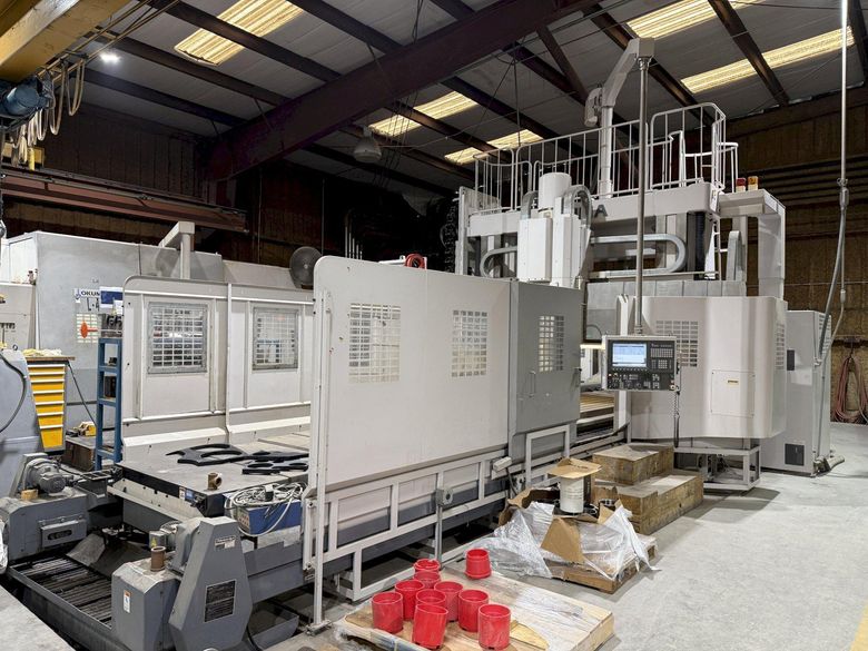 OKUMA MCV-AII, 60" X 160" TABLE, 157" X, 78" Y, 50 TAPER, 4000 RPM, 72 ATC, 59" SPINDLE TO TABLE