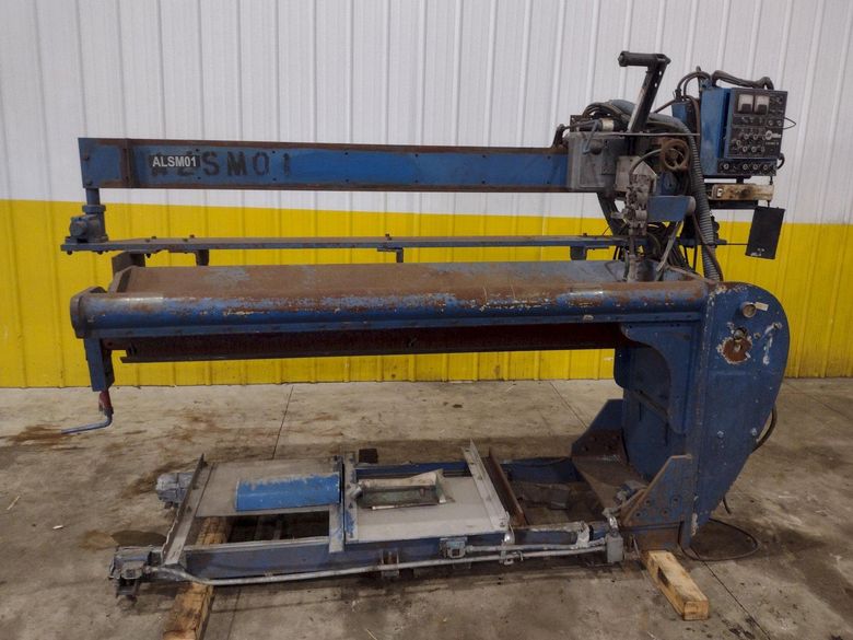 72" JETLINE SEAM WELDER WITH 3-WAY COPPER GROOVE BOTTOM CLAMP & MILLER COMPONENTS: STOCK #23642