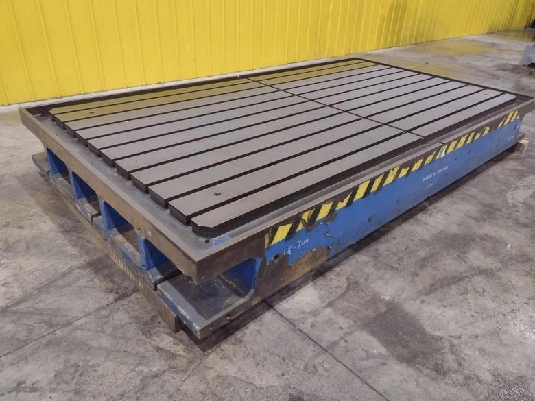 129" X 72" X 14" HIGH T-SLOTTED LAYOUT TABLE / BOLSTER PLATE: STOCK #22373