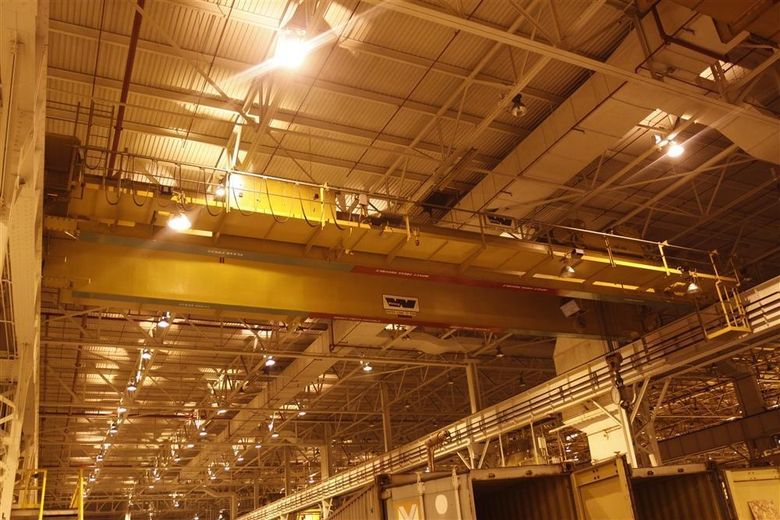 70 TON X 74'9" WHITING 8 WHEEL OVERHEAD BRIDGE CRANE WITH 35 TON AUXILIARY, NEW 2002: STOCK 1321
