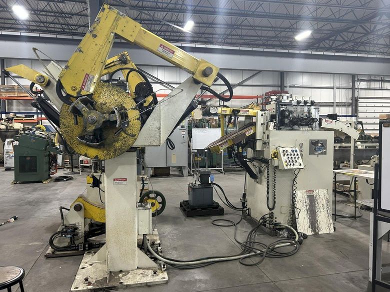 6,000 lbs. x 12" Coe Press Equipment High Strength Steel Capacity Double End Reel and Powered St