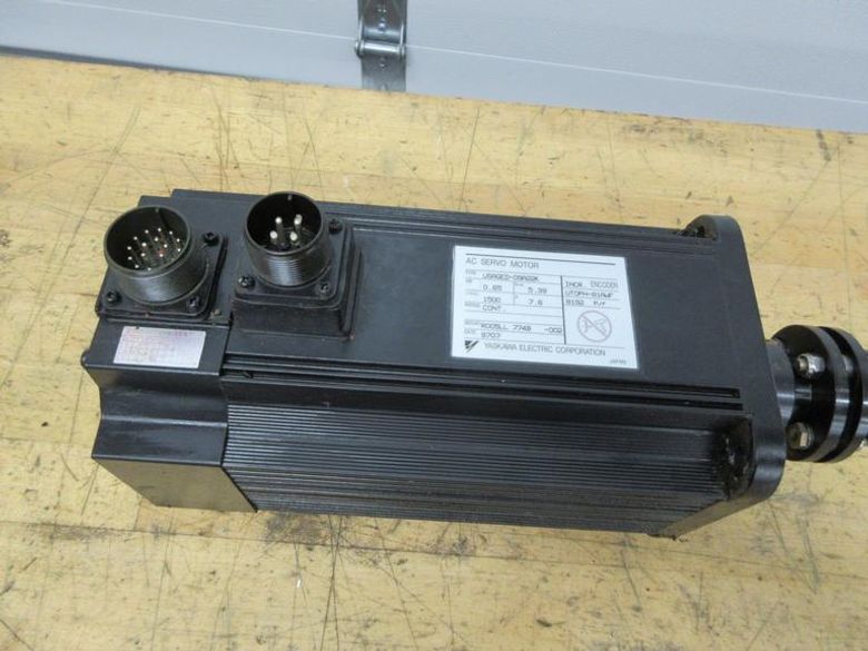 Used Haas Servo Axis Motor Sigma 1- 09 (Long) Part #93-62-0013 (Yaskawa Model USAGED-09A22K), With Coupling