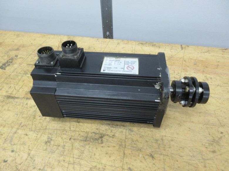 Used Haas Servo Axis Motor Sigma 1- 09 (Long) Part #93-62-0013 (Yaskawa Model USAGED-09A22K), With Coupling