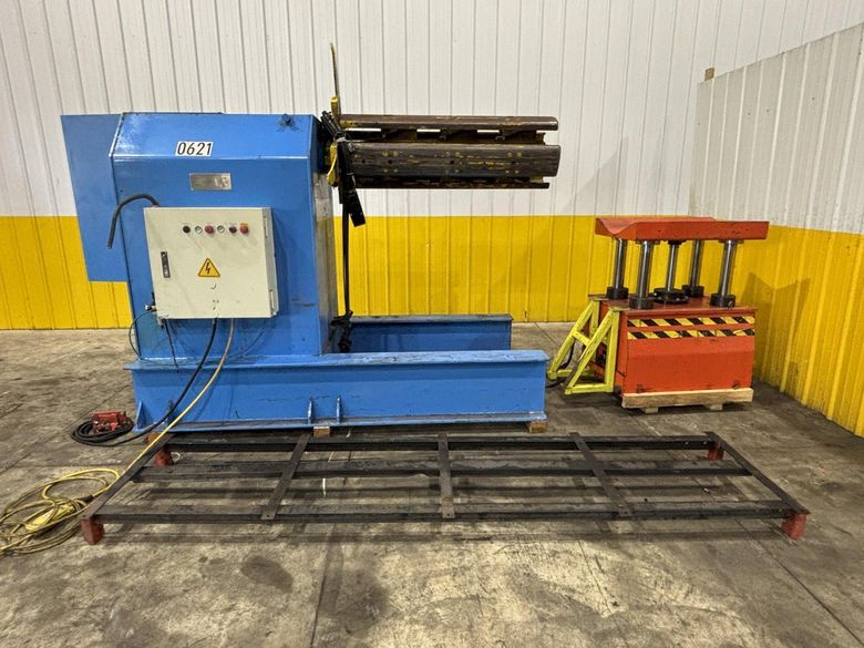11,000 LBS X 51" SEN FUNG MODEL #UC4A MOTORIZED COIL REEL UNCOILER & COIL CAR: STOCK #23646