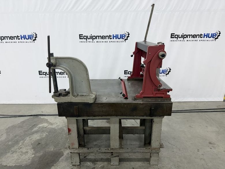 Central Machinery 30″ Shear, Press Brake & Slip Roll, Dake No. 1 Arbor Press, Challenge Machinery Co. 36″ x 48″ x 6″ Cast Iron Layout Surface Plate