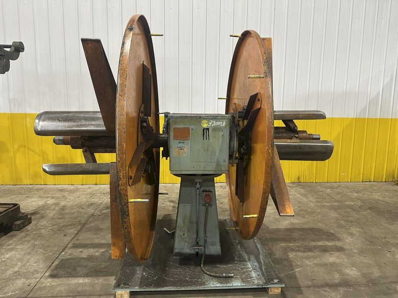 4,000 LBS x 20" AMERICAN STEEL LINE MODEL #60 DOUBLE END PULL OFF UNCOILER COIL REEL: STOCK #230