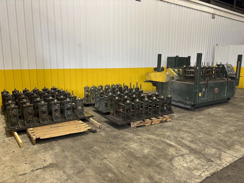 6 STAND X 2" YODER MODEL Q-150 U JOINT DRIVE RAFTED ROLLFORMER, W/ 7 RAFTS & 42  STANDS: STOCK #