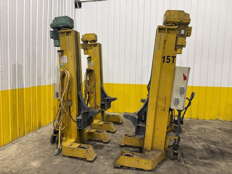(4) 15 TON SEFAC MODEL #M120BF2000 MOBILE RAIL CAR LOCOMOTIVE COLUMN JACK LIFTS, 120,000 LBS TOT