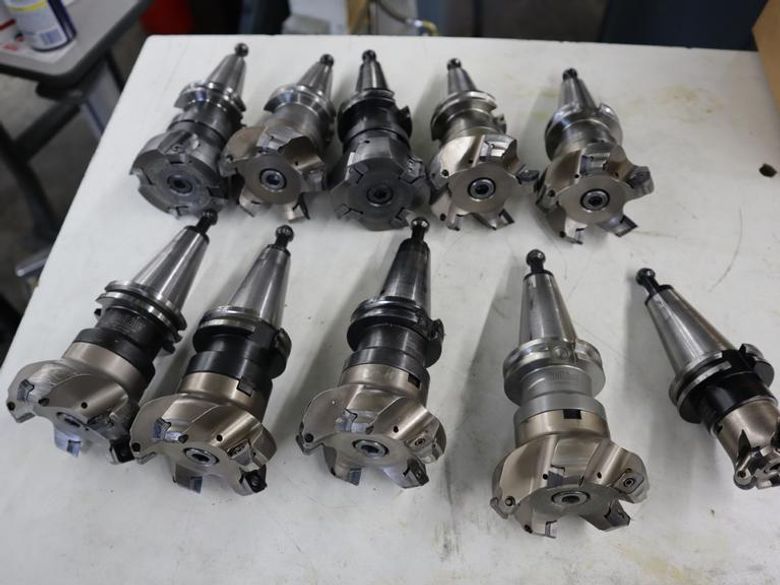 CAT40 Tool Holders with Korloy and Mistubishi Inserted Shell Mills (10pcs)- Auction Item