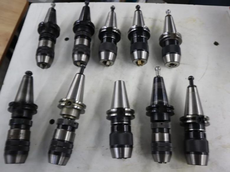 CAT40 Tool Holders (10pcs) with Jacobs and Other 1/2" Keyless Drill Chucks- Auction Item