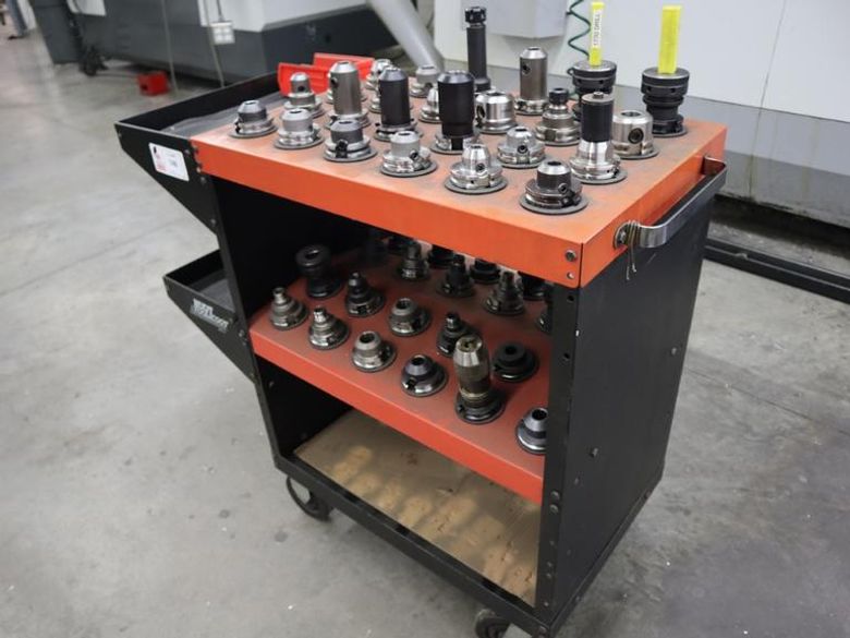 Huot Rolling Tool Rack (48 Pocket) with Assorted CAT40 Tool Holders- Auction Item
