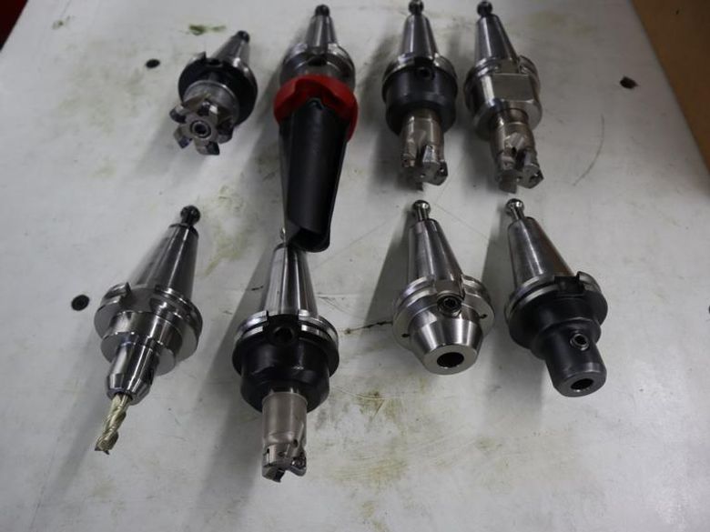 CAT40 Tool Holders (8pcs) End Mill Type with Assorted Shell Mills and Chip Fan- Auction Item