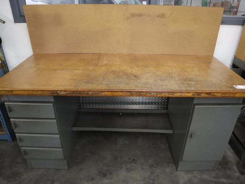 Equipto Heavy Duty Steel Work Bench with Wood Top and Lower Drawers- Auction Item