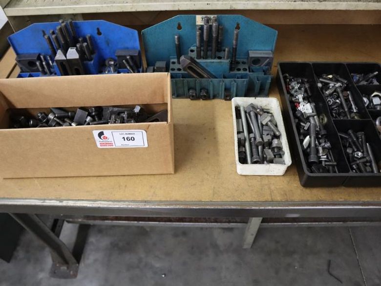 Clamp Hardware In Racks and Bins, Mostly 1/2", Studs, Nuts, Risers, Strap Clamps and More- Auction Item