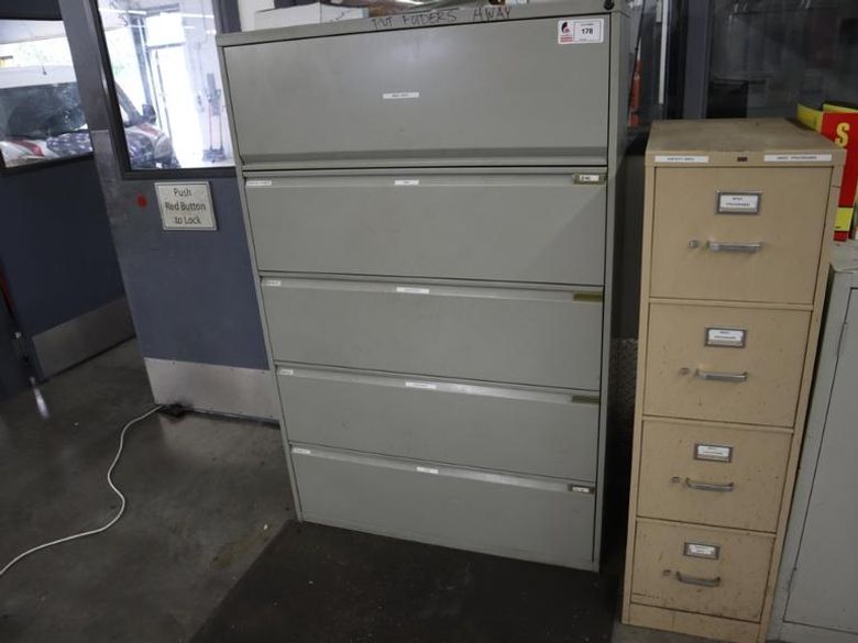 Lateral 5 Drawer File Cabinet & 4 Drawer Vertical File Cabinet- Auction Item