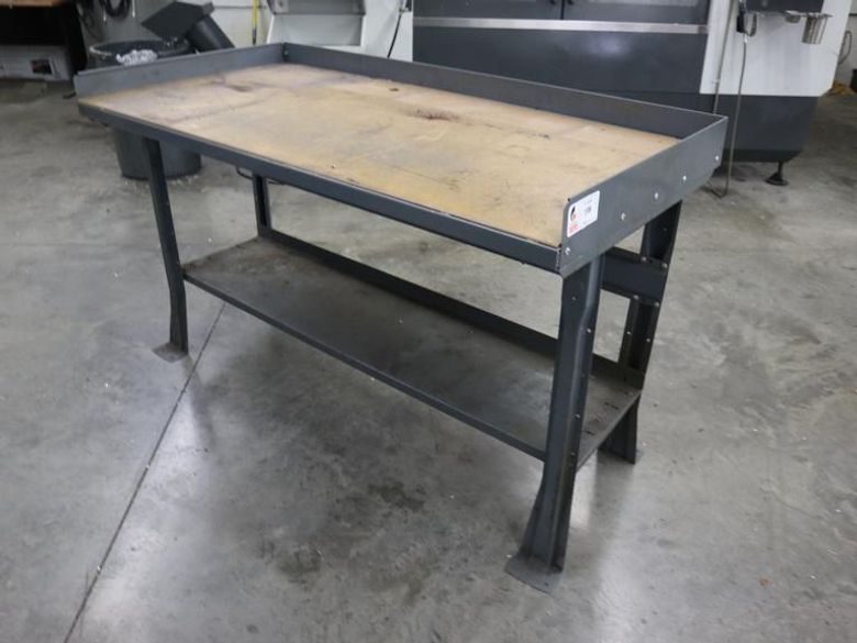 Work Bench w Lower Shelf and Raised Metal Lip- Auction Item