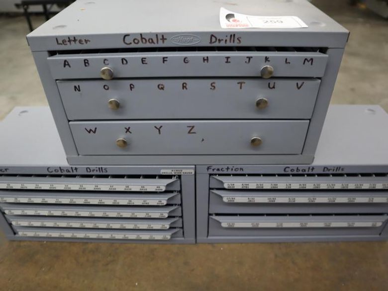 Huot Cobalt Drill Indexes (3pcs), Letter, Number, Fractional with Contents of Drills- Auction Item
