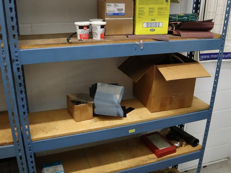 Teardrop Style Adjustable Shelf Racking with 5 Shelves with Assorted Contents- Auction Item