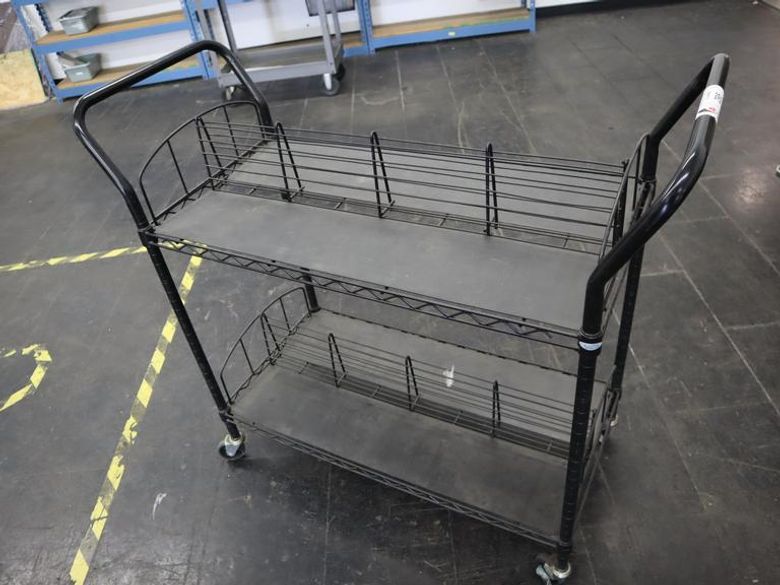 Rolling Wire Cart with 2 Adjustable Divided Shelves- Auction Item