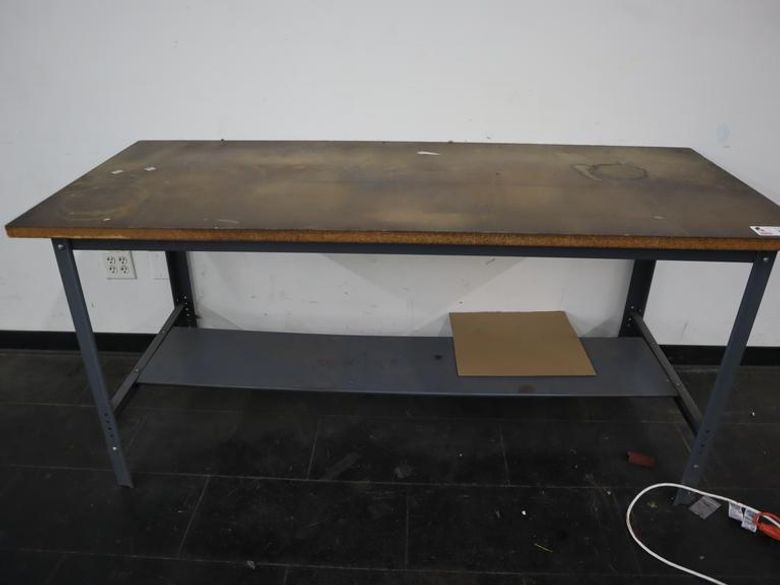 Steel Frame Work Bench with Wood Top- Auction Item