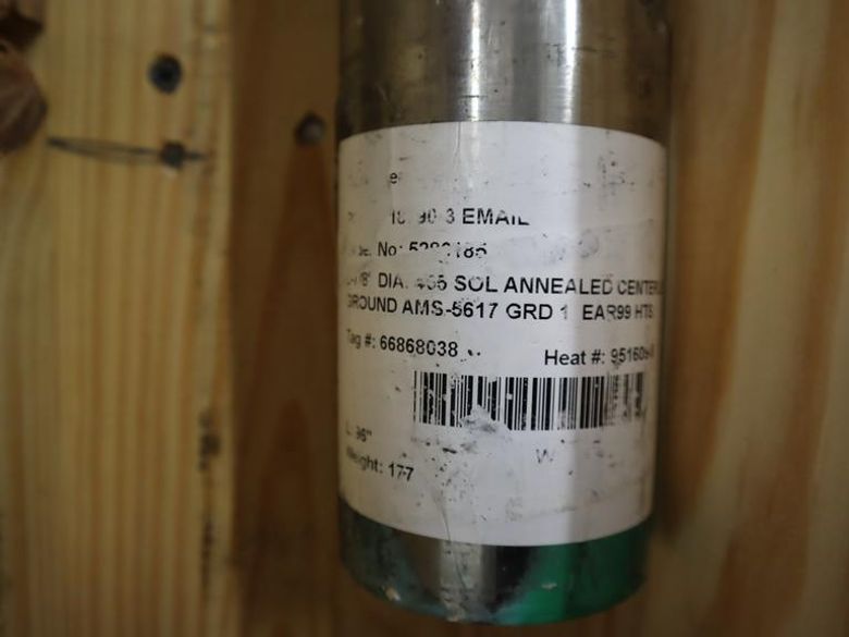 Round Stock Bar 2-7/8" Dia. 96" Length 455 SOL Annealed Centerless Ground AMS-5617- Auction Item