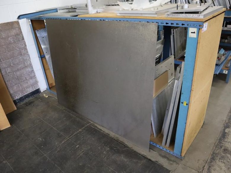 Teardrop Style Racking (1) Section with Contents of Mostly Aluminum Fixture Plates with Steel Hardware- Auction Item