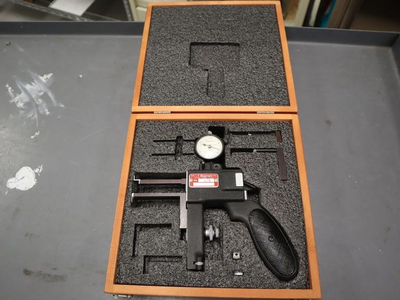 Starrett 1175 Dial Indicator Groove Gage, .375-6" Range, .0005" Graduation, In Wood Case- Auction Item