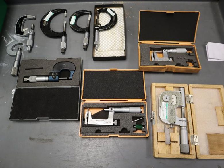 Micrometers, Assorted Types and Brands, Mitutoyo 0-1" & 1-2" Pin Mics, Fowler 0-1" Pressure Mic, Starrett, SPI and More- Auction Item