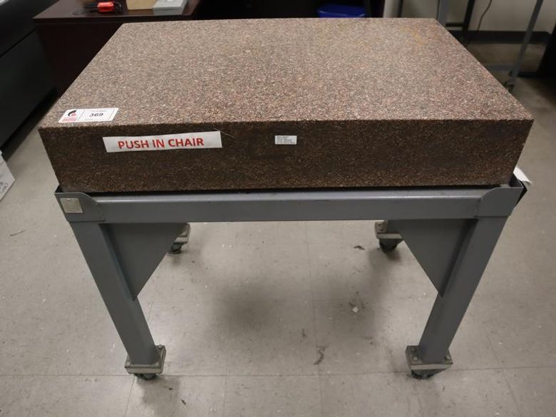 Tru-Stone Granite Surface Plate, Grade A 36" x 24" x 6",  on Heavy Duty Rolling Stand- Auction Item