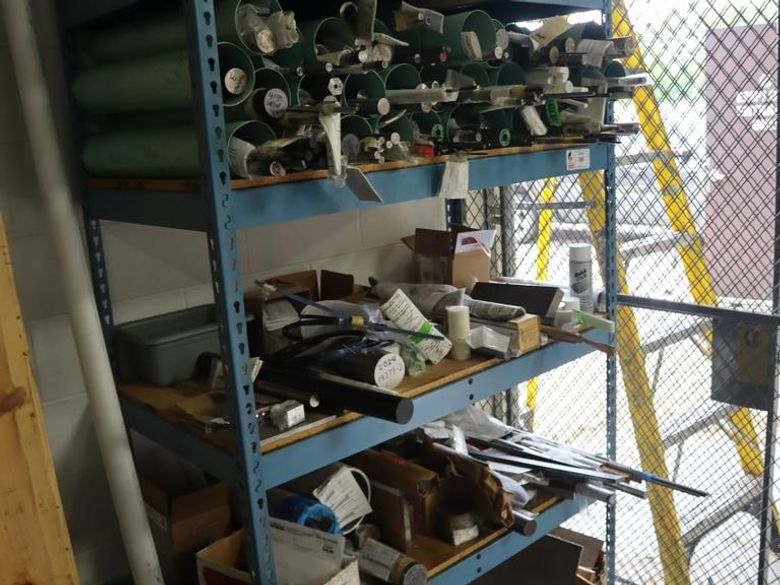 Surplus Aluminum and Steel, Mostly Bars and Rods -Includes Shelving Unit- Auction Item