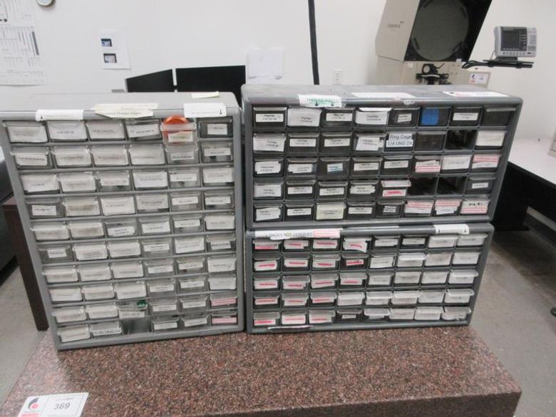 Metric and SAE Plug and Ring Gages in Multi Bin Organizers- Auction Item
