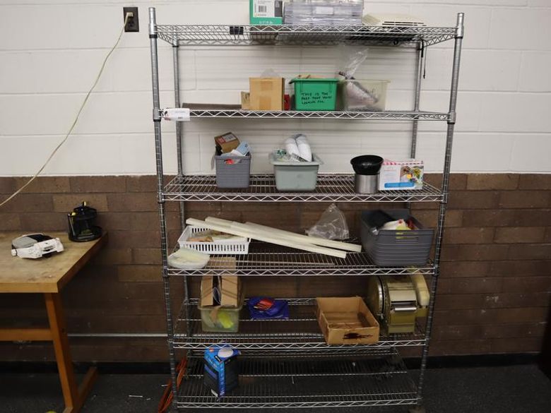 Rolling Wire Racking Unit with 6 Adjustable Shelves and Assorted Contents- Auction Item
