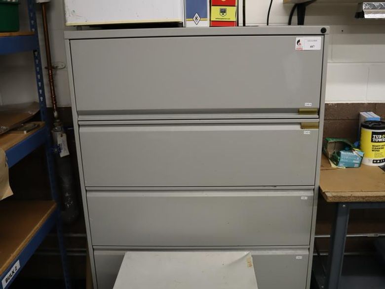 Lateral Metal File Cabinet 5 Drawer, 2 Drawer File Cabinet with Assorted Contents- Auction Item