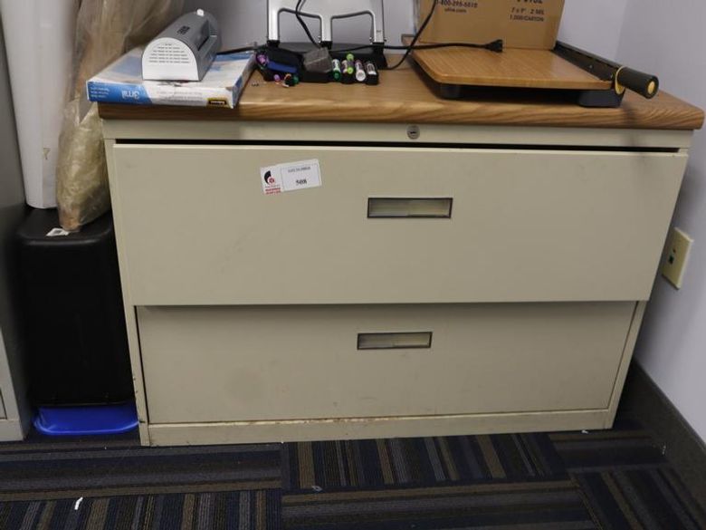 Lateral File Cabinet with Office Supply Contents- Auction Item